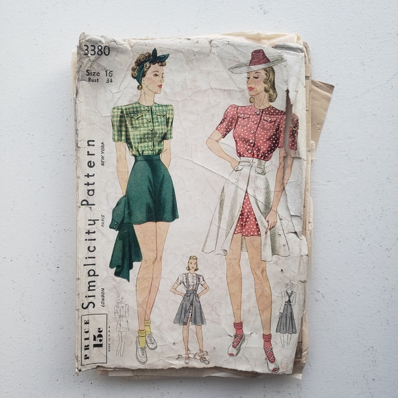 Simplicity Other - 1930s Vintage 34" Bust Simplicty 3380 Short Suspender Skirt Top Sewing Pattern
